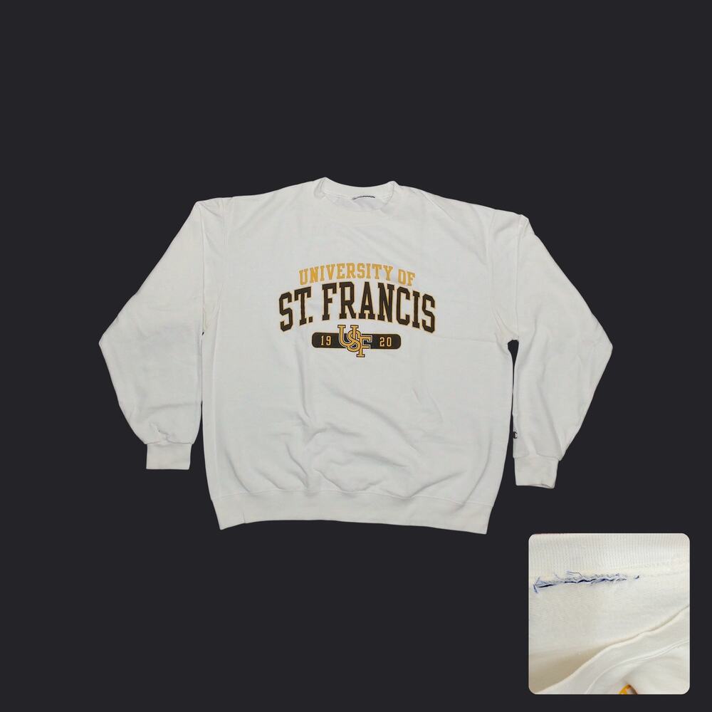 Champion | Y2K Vintage University St Francis Oversized Boxy White Sweatshirt XXL
